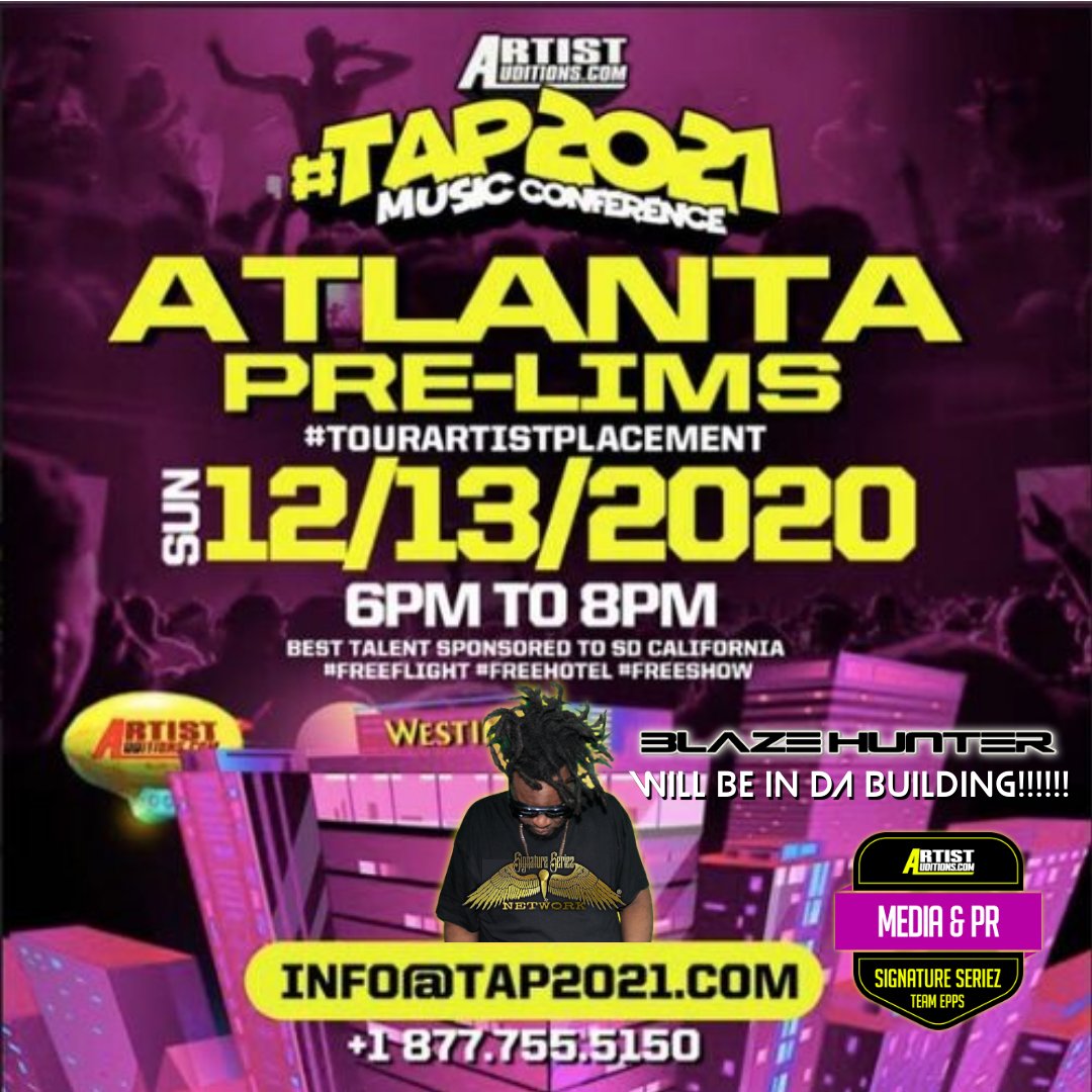 bh9thwunder's tweet photo. This Sunday it is GOING DOWN!!
@artistauditions #Tap2021MusicConference brings you the ATLANTA PRE-LIMS!!

Any artists that are in the Georgia area, come through to secure your spot on the big show on April 9th in San Diego California! https://t.co/f4XSnUkmTN