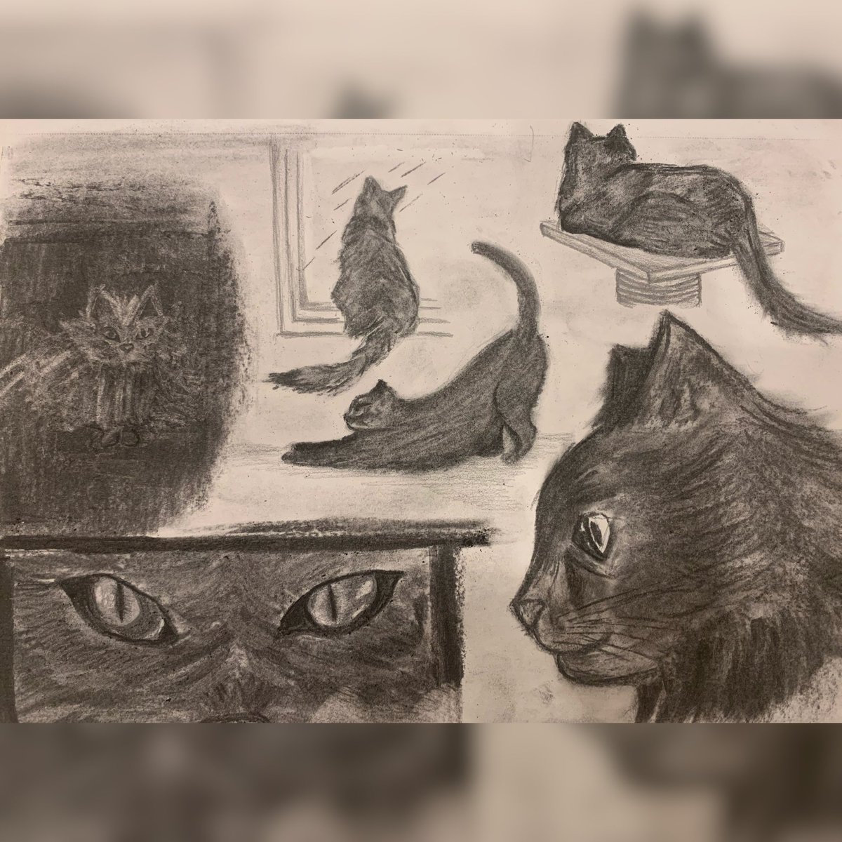 For many Studio 2 artists, they had never used vine charcoal before. Using a new art material can sometimes open up whole new worlds for you as an artist. Often times it’s not as precise as a pencil, but the approach to value totally changes #WhartonArt #CharcoalDrawing