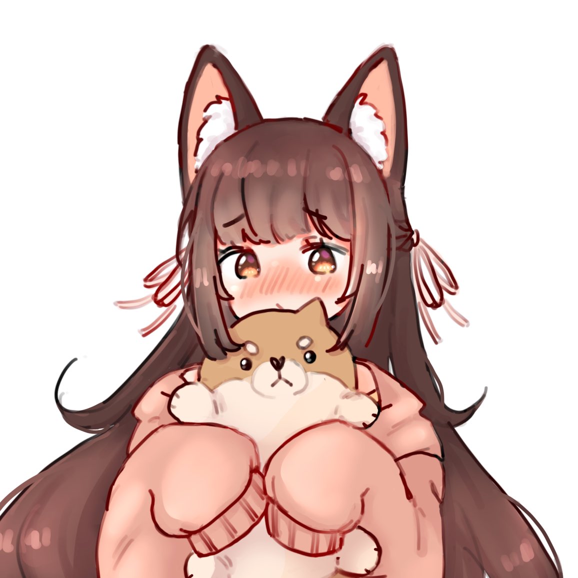1girl animal ears tail blush cat ears brown hair cat tail  illustration images