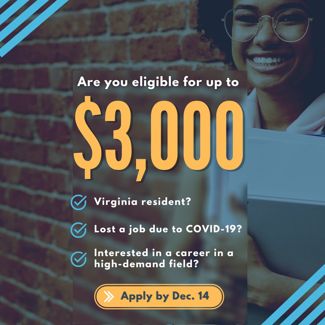 The deadline is in one week! If your job was impacted by COVID-19 you may eligible for up to $3,000 to cover tuition and fees at PHCC. 

Apply ASAP
patrickhenry.edu/REV