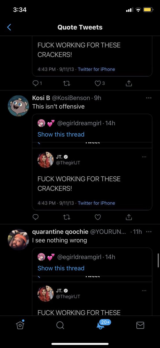 Since you hoes can’t read I said some are funny and some are “offensive “ twt soft ash now shut up about that cracker tweet before I delete it  https://twitter.com/egirldreamgirl/status/1335972415868907521?s=21