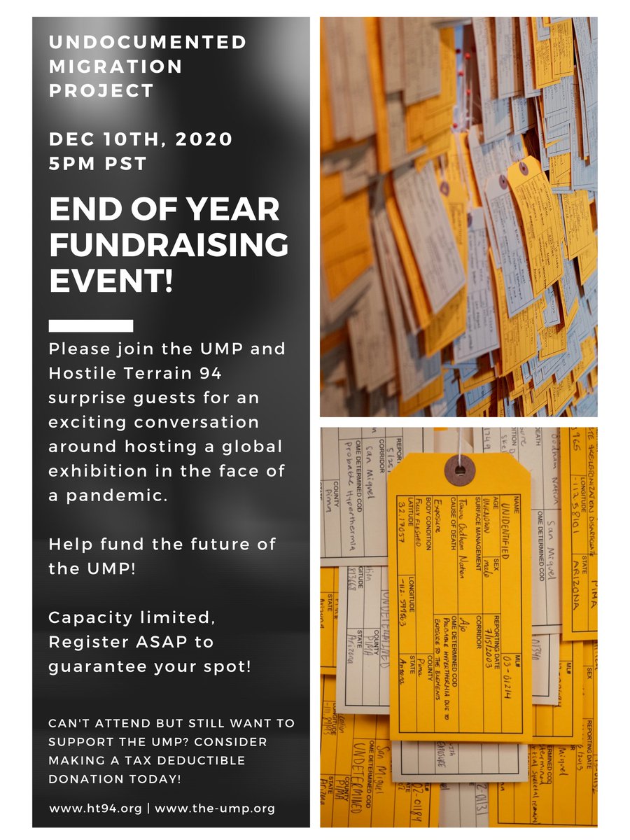 HostileTerrain's tweet photo. Please consider joining our virtual end of year fundraising event this Thursday, Dec. 10th at 5pm PST! 

We hope to see you there! 

Register below: https://t.co/sUpxzbc2OZ https://t.co/W5bzS3hsMD