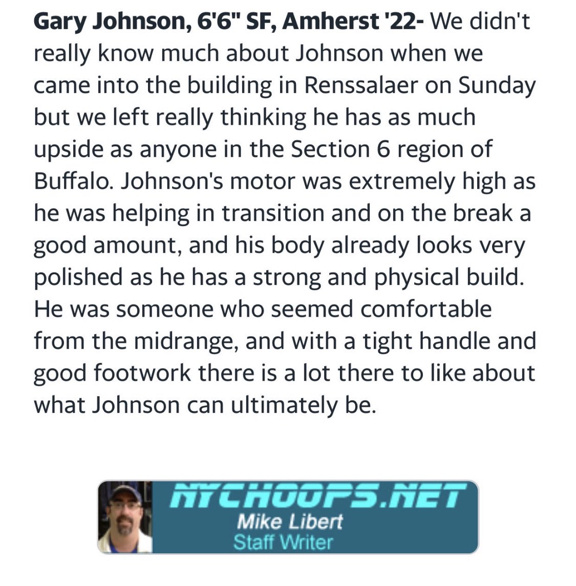 CoachmarshSci's tweet photo. My guy @TheMikeLibert from @NYCHoops saw at the time 6’6 @Garyjohnson222 @UpstateScout #UpstateThrowdown in ‘19. 👀+ Read. Johnson, stands 6’9 now Avg 15.6 PPG 10 RPG 3.0 BPG 3.0 SPG Shooting 48% from 3🏀. Knocking down three 3🏀 PPG. Projected to be 6’11 playing the Wing. 🤩🤩🤩 https://t.co/uOFOmHWjQ8