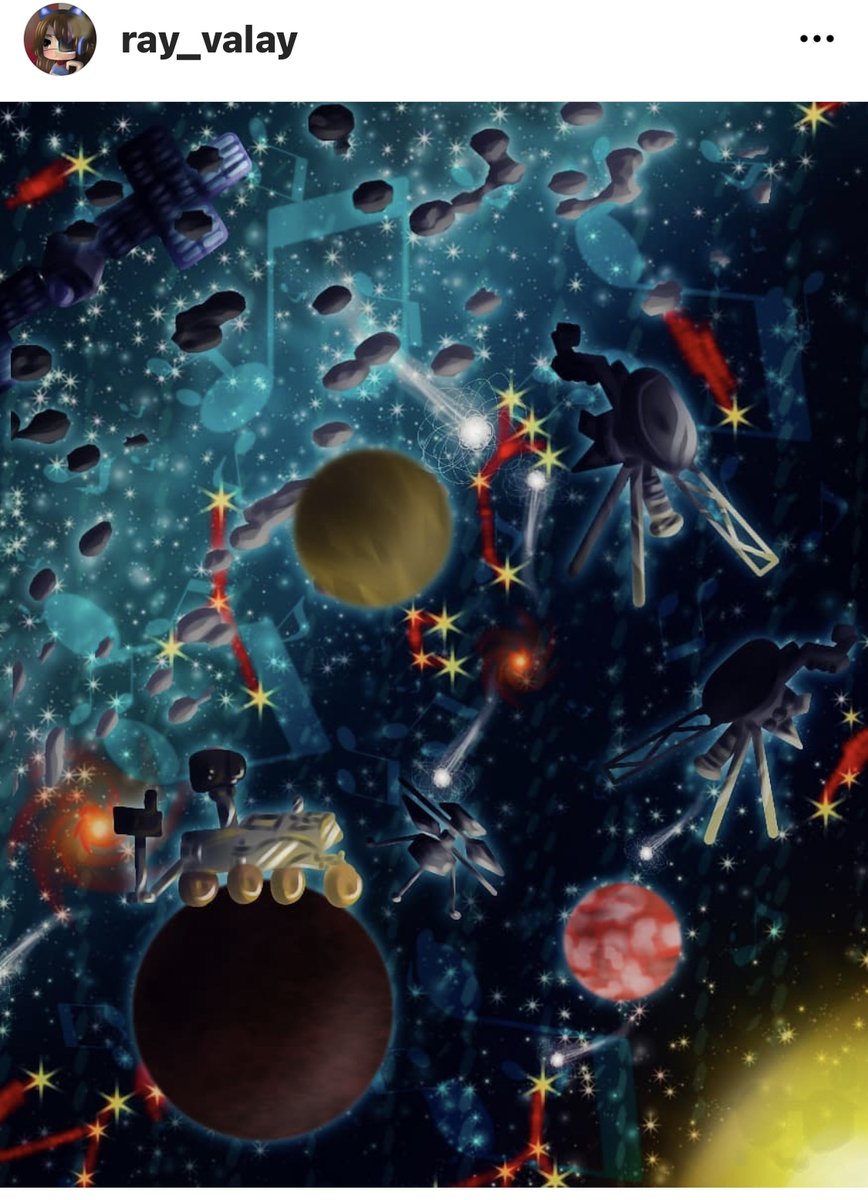 coloring page filled in with shaded drawings of spacecraft and planets