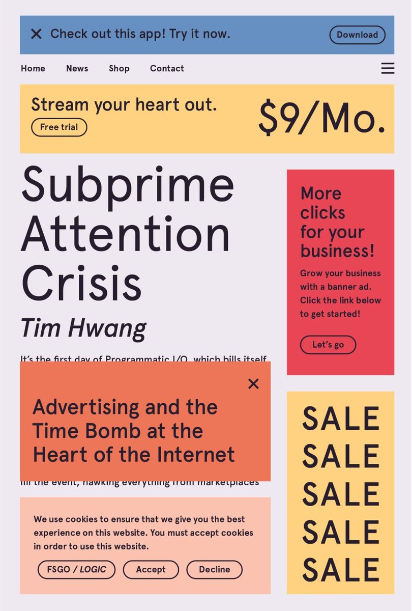 VII. SUBPRIME ATTENTION CRISIS by  @timhwang: What's worse than having our lies destroyed by surveillance to manipulate us with ads? Having our lives destroyed by surveillance in order to fuel a fraudulent market in ad-based manipulation. https://pluralistic.net/2020/10/05/florida-man/#wannamakers-ghost17/