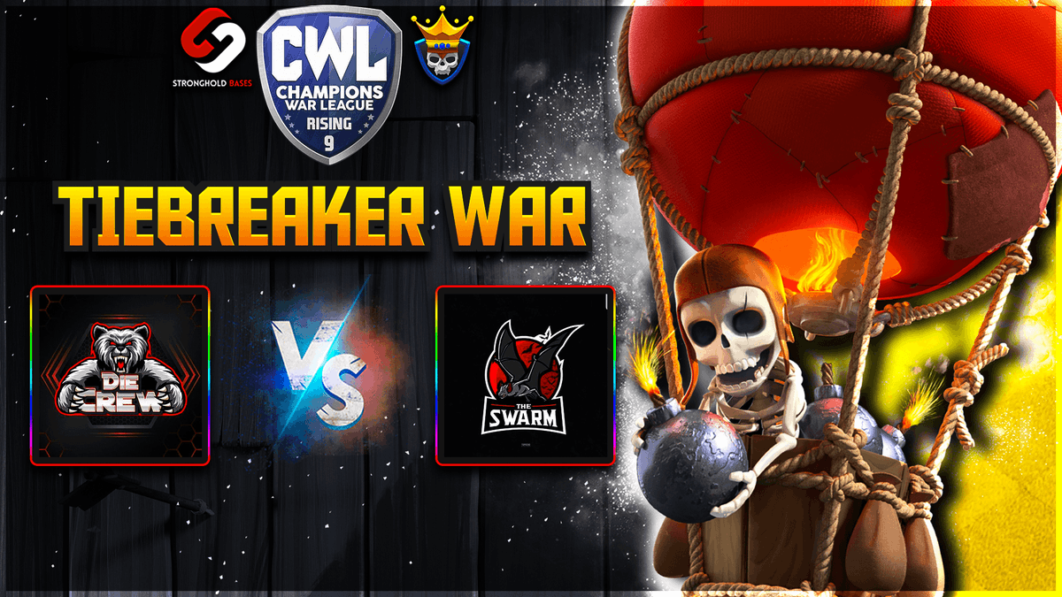 💎CWL Rising TIEBREAKER War

⚔️The Swarm vs Die Crew
 ►@ 1:30pm PST / 4:30pm EST / 2am IST

📺Watch ALL the Action NOW!
► twitch.tv/corrupt_yt_