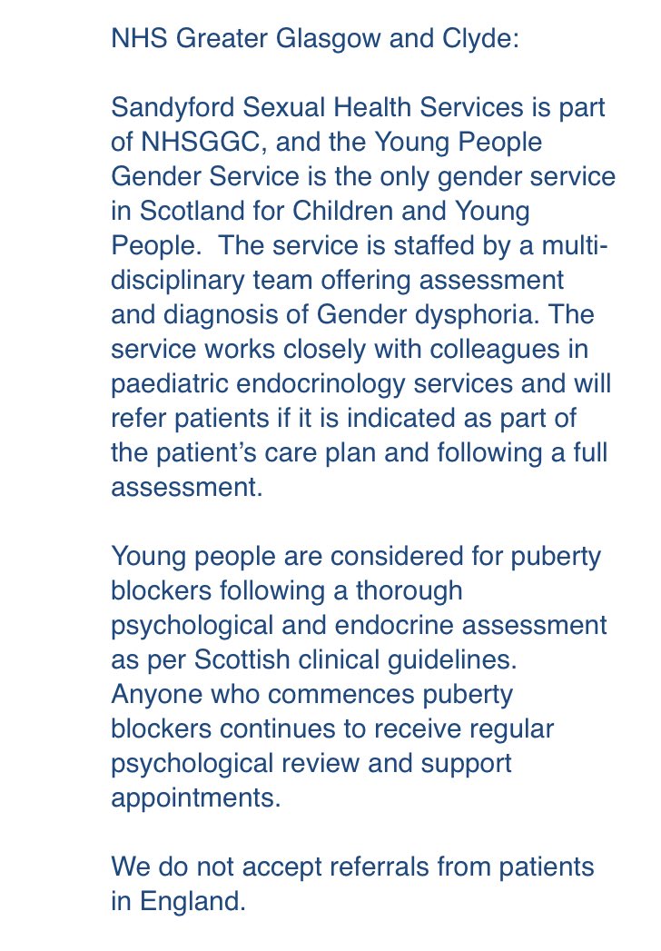 The puberty blockers ruling does not apply in Scotland, and the Sandyford Young People Gender Service is continuing to assess for the treatment. This is from their press statement.We can expect attacks on this service, and we need support from trans people across the UK.