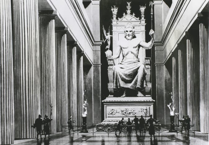 The statue of Zeus, Olympia.A 40 feet tall structure of the king of gods.