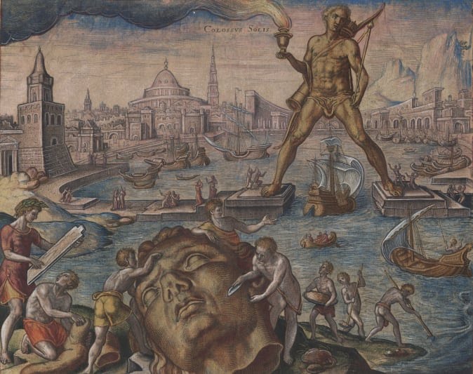 The colossus of Rhodes.A 100 foot tall man that stood for 60 years. Lol, can never be me
