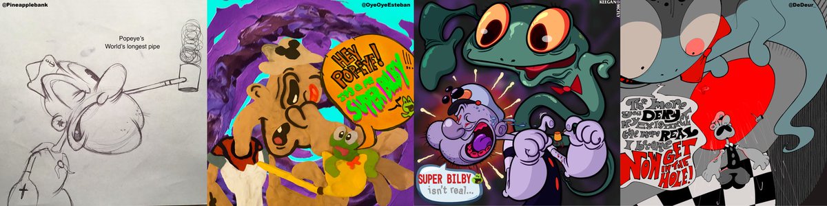 PineappleBank's tweet photo. Popeye world’s longest pipe Comic Jam By Me @OyeOyeEsteban @KeeganMcFly @DeDeur_ @jonstraightaway @UrbsNG @thankscocoa @fuckjoydivision @Coolprinter24 @slurpbert @JacobLenstar @LittleDipster @UltraEd12 @jazzarcana @shoeshriner @jonsherin_ https://t.co/FuNbCLyC6k