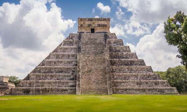 Chichén Itzá, Mexico.This amazing structure is 79 feet and has 365 steps for each day of the year. Wow.