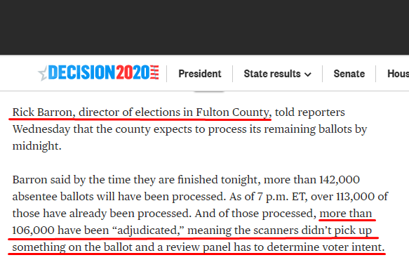 ADJUDICATIONAs  @kylenabecker said, "*ADJUDICATION* is a Dominion override function that is meant for a marginal number of ballots, not *OVER A HUNDRED THOUSAND.*"Can you help me find how many ballots were "adjudicated" in your state or countyOver 106,000 is *insane*.