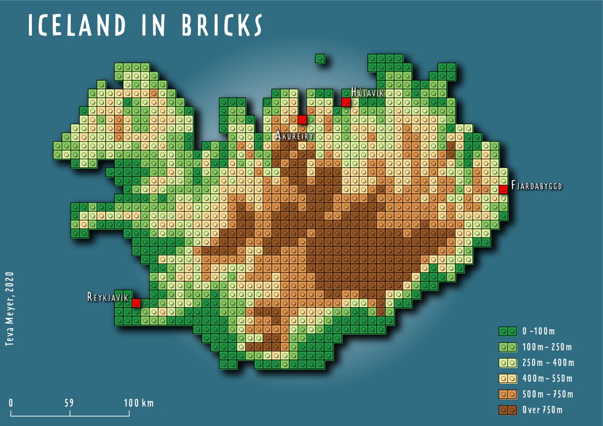Iceland in bricks #QGIS