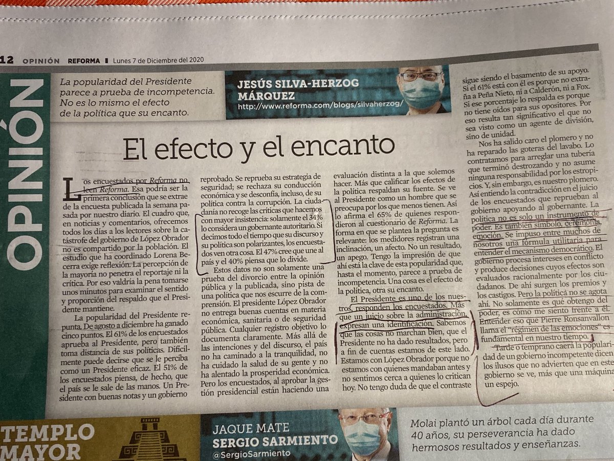 Vale la pena leer hoy a ⁦<a href="/jshm00/">Jesús Silva-Herzog M</a>⁩, uno de los pocos columnistas en ⁦<a href="/Reforma/">REFORMA</a>⁩ que piensan realmente