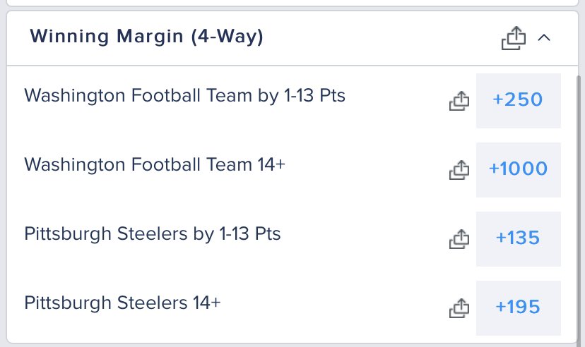 MastersLock1's tweet photo. Steelers by 1-13 is an absolute steal at +135 the spread moved from Pit -8.5 to -6 meaning Vegas thinks it's gonna be closer, on top of that the tickets are 2/1 Pit with The Football Team still having the majority of the money. https://t.co/LpsIDBGfvX