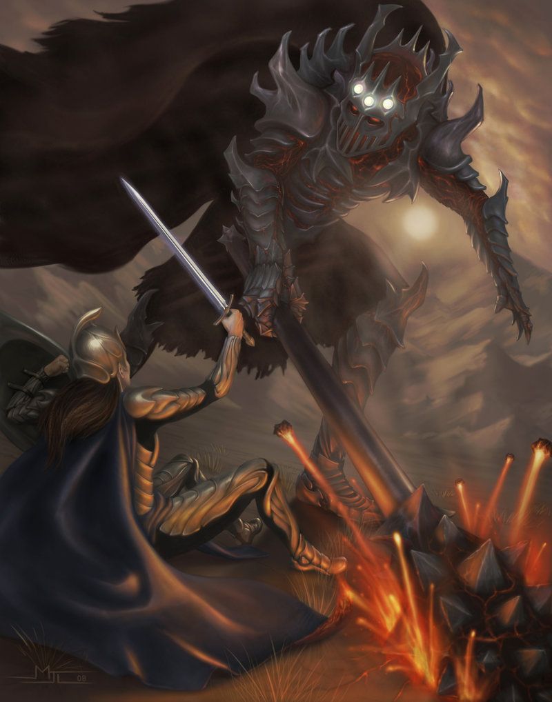 ElAnilloUnico's tweet photo. Fingolfin se enfrenta a Morgoth, por el artista estadounidense Matt Leese #Tolkien #ElSilmarillion https://t.co/YuVp1WkqAH https://t.co/taAHUD0KKe
