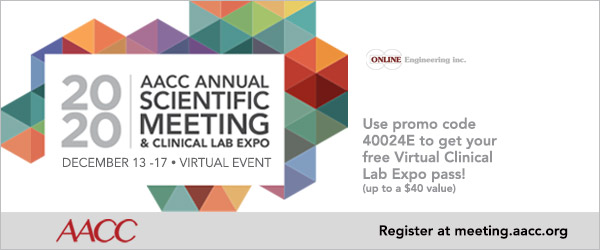 Join us at the 2020 AACC Annual Scientific Meeting &amp; Clinical Lab Expo. Use our promo code 40024E for a free virtual Clinical Lab Expo pass (up to a $40 value) at meeting.aacc.org! #2020aacc
