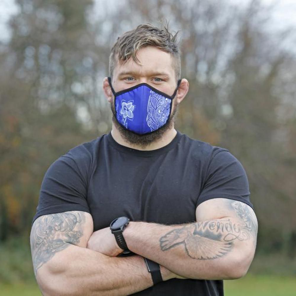 Rugby star Andrew Porter designs face mask inspired by tattoos for charity