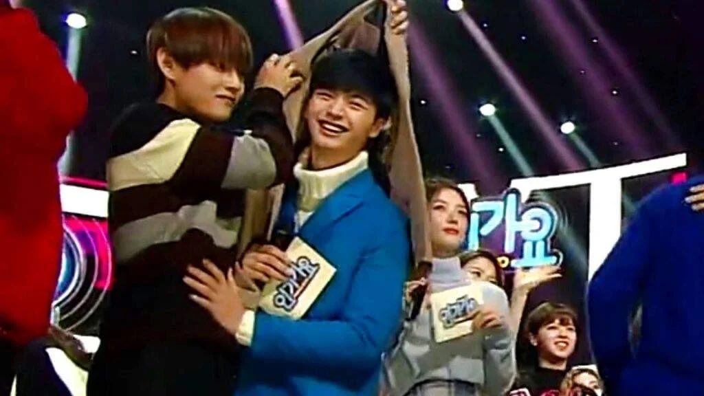 BTOB Sungjae is friends with Tae. They met in the bathroom and even talked about it on A Song For You in 2014 (before BTS were big). Sungjae is also friends with Jimin and they are part of the 95-liner friend group.