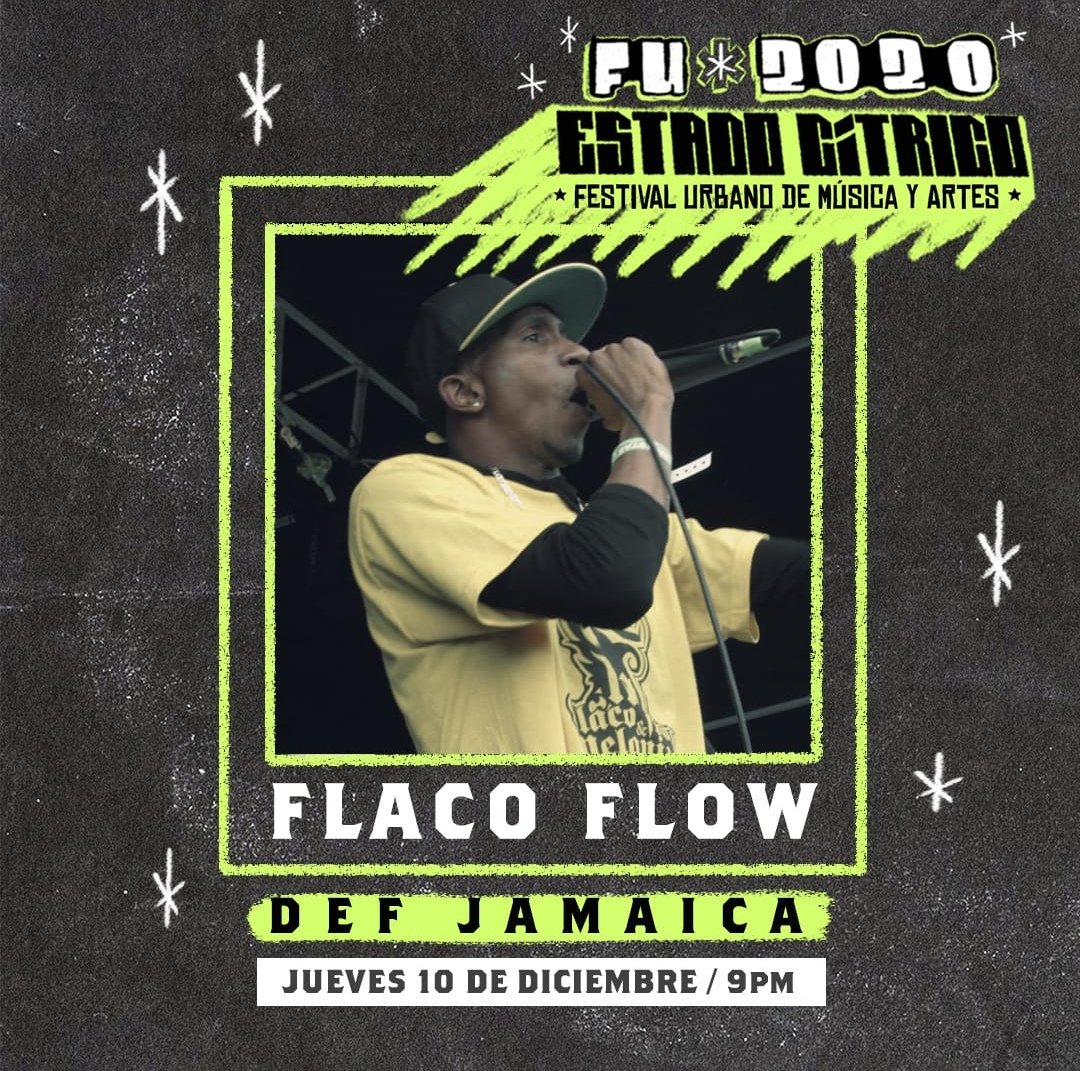 cartelurbano's tweet photo. #FU2020 | Uno de los grandes exponentes del Hip Hop y dancehall colombiano, @FlacoFlowMC llenará la tarima con sus rimas. También el músico, productor y compositor, #AlexisPlay con el flow que lleva en la sangre. Así cierra el segundo día en @defjamaicaclub. 

#EstadoCrítico https://t.co/tlz8pe5gHF