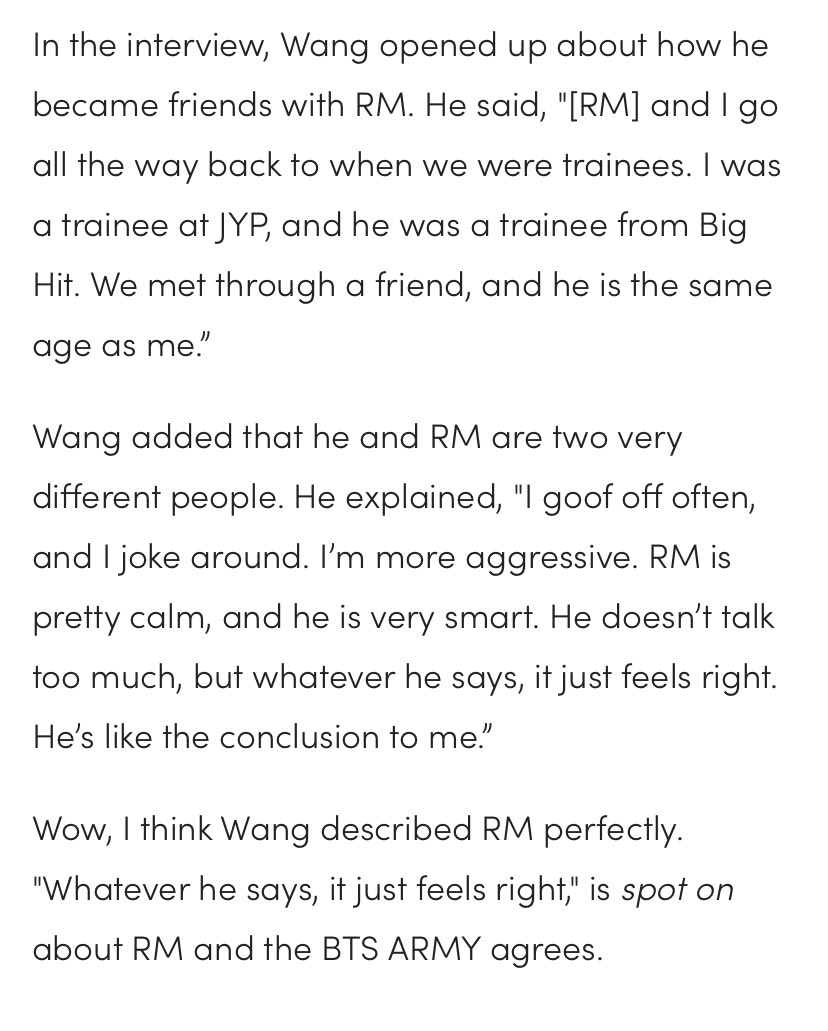 Jackson Wang and Namjoon are literally KNOWN for their friendship. They became best friends predebut (before BTS were big)