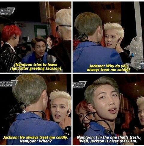 Jackson Wang and Namjoon are literally KNOWN for their friendship. They became best friends predebut (before BTS were big)