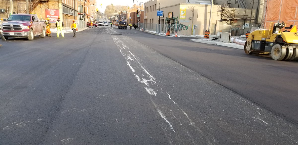 CityOwenSound's tweet photo. The last lift of asphalt was applied to the 10th Street Bridge between 2nd Avenue East and 2nd Avenue West today. We’re on the home stretch! #AlmostThere #AllIWantForChristmas https://t.co/dTXMX7Ma3v