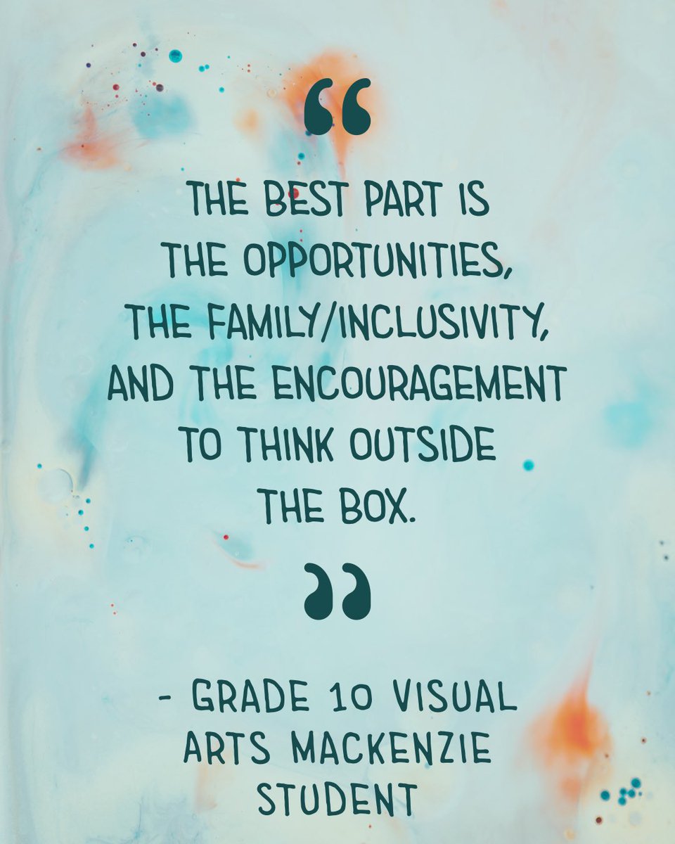 AMHSPA's tweet image. Dec 7th is the last day to register for the Specialized Arts Program at @AlexMackHS.  Our students agree that the program is about arts, passion, inclusion and community.  Register today:artsmackenzie.com