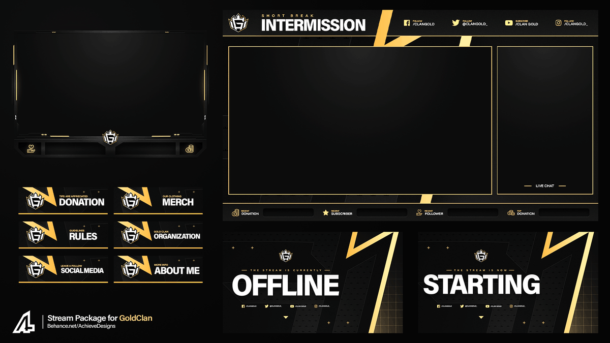 Stream Package // GoldClan

Support is appreciated 💛

behance.net/AchieveDesigns