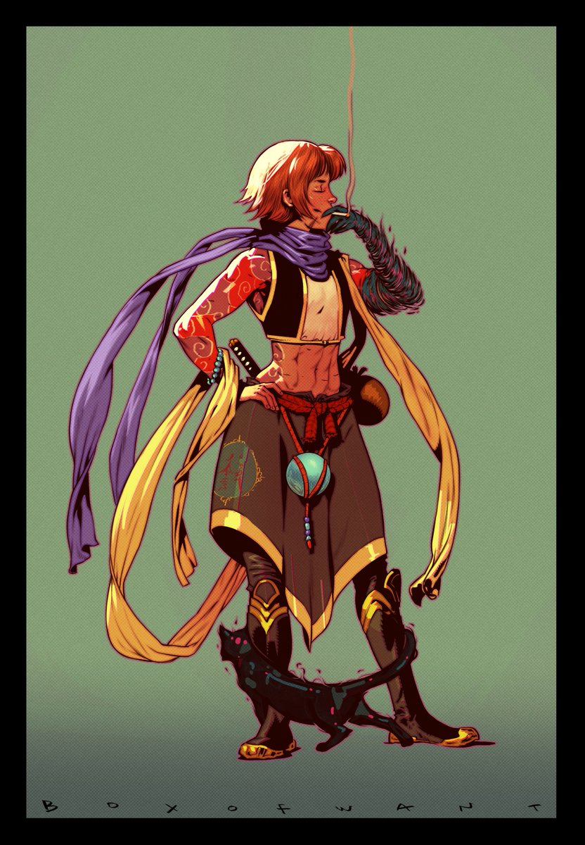 BoxOfWant's tweet photo. New 'simple renders' of @ElaninSikudar, in their new outfit. 
Taking a break with her shadow cat, and then back in action against some big boy. https://t.co/2dXi4GUhQS
