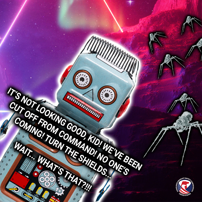 The Captain. Also a robot being surrounded by robots made of small parts: It's not looking good, kid! We've been cut off from command! No one's coming! Turn the shields... Wait... What's that?!