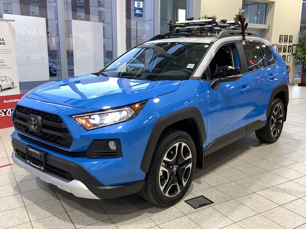 VernonToyota's tweet photo. Santa called in a favour, he needed an off-road capable reindeer to help with Christmas this year! So we set him up with the the versatile #RAV4Trail 🎅 Our parts department made sure he also had a #Thule rack for skis, in the event he wanted to visit @SilverStarMR #vernontoyota https://t.co/3qGpmRVu99