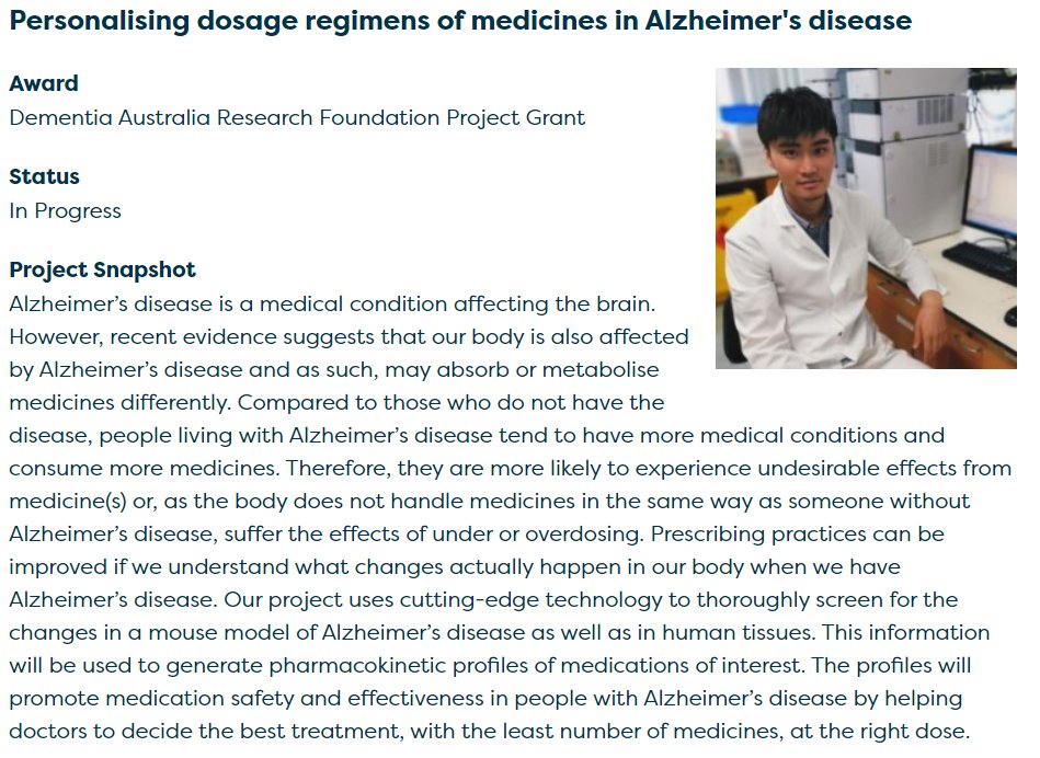 Monash Institute of Pharmaceutical Sciences (@mips_australia) on Twitter photo #NeuroTPA
<a href="/YijunPan3/">Nicholas Yijun Pan</a> and <a href="/JoeNicolazzo/">Joe Nicolazzo</a> are collaborating with <a href="/tohoku_univ_med/">ę±å大å¦å¤§å¦é¢å»å¦ē³»ē ē©¶ē§</a> to improve #medicinesafety for people with Alzheimerās disease. This work is proudly supported by @DementiaAus #TPATuesday dementia.org.au/research/parti⦠#NeuroTPA
<a href="/YijunPan3/">Nicholas Yijun Pan</a> and <a href="/JoeNicolazzo/">Joe Nicolazzo</a> are collaborating with <a href="/tohoku_univ_med/">ę±å大å¦å¤§å¦é¢å»å¦ē³»ē ē©¶ē§</a> to improve #medicinesafety for people with Alzheimerās disease. This work is proudly supported by @DementiaAus #TPATuesday dementia.org.au/research/partiā¦