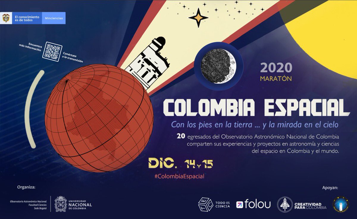 Cuando pensabas que ya se habían terminado los super eventos de astronomía  y ciencias del espacio, llega ahora #ColombiaEspacial con muchos invitados  desde varios rincones del planeta 😱🤩🤯🌞🪐✨, image size:1200x736
