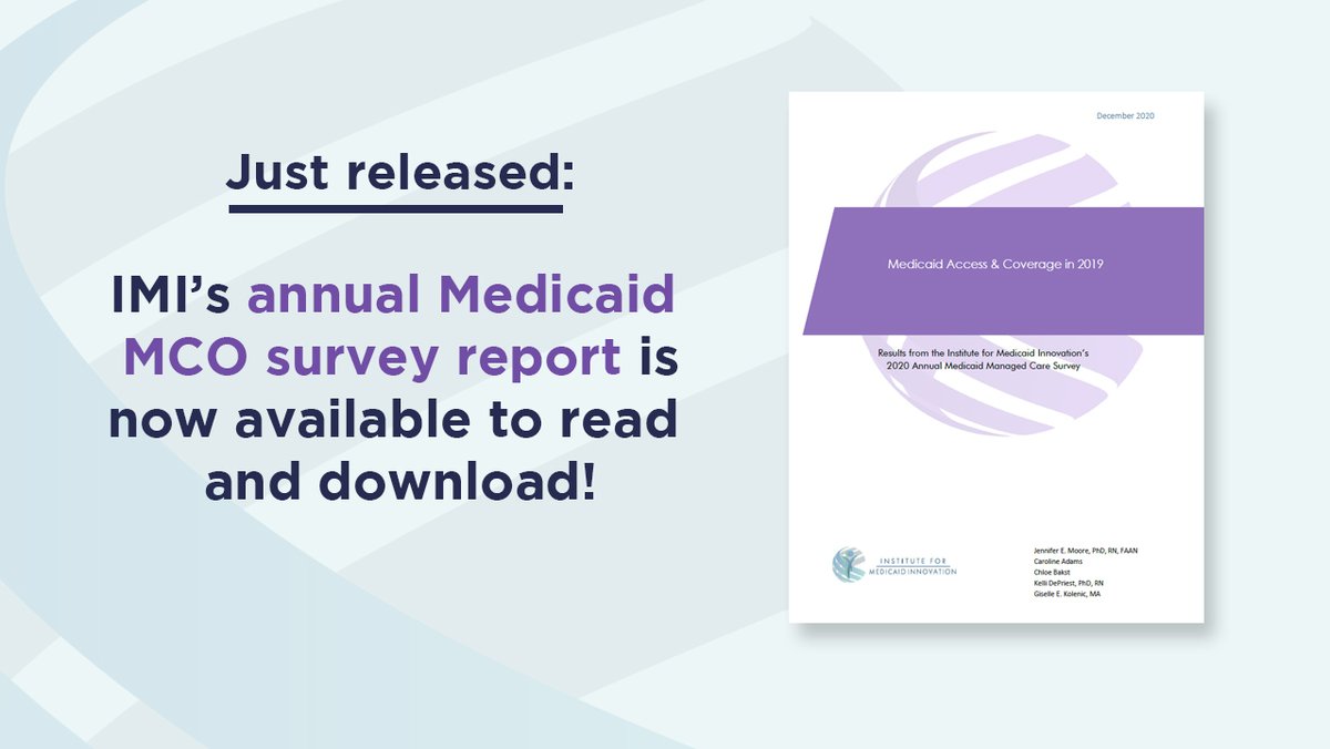 Innov8Medicaid's tweet photo. IMI has released its 3rd annual #Medicaid MCO survey report, "Medicaid Access and Coverage in 2019." The report looks at 8 critical categories in Medicaid managed care including #SDOH and #VBP. Be the first to download the report here: https://t.co/uXTEMM7rHJ @RWJF #MMCOSurvey20 https://t.co/YHWfwCnW6O