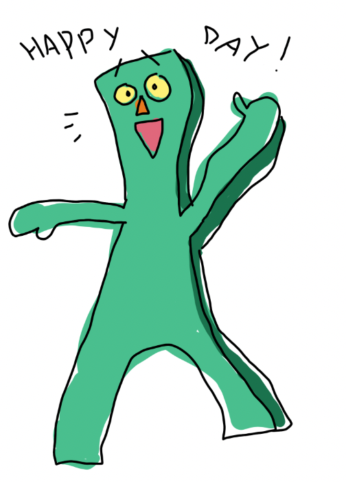boodlebrain's tweet photo. @katamarty i actually know next to nothing about gumby but i did this mouse drawing of the green man from memory to show you that i care. HBD MARTY!!!!! https://t.co/RY7wVRl89R