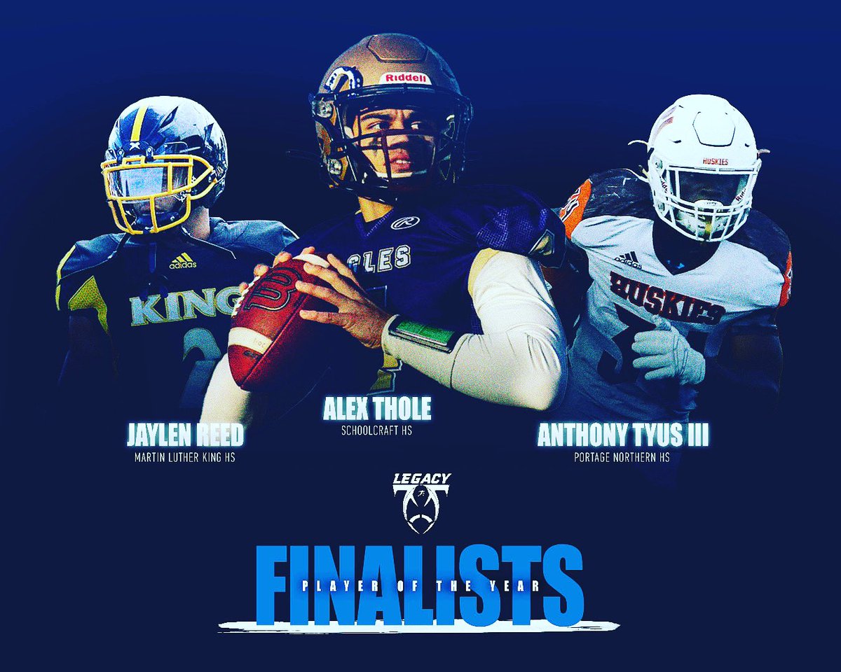 Legacy Football Player of the Year Finalists <a href="/AnthonyTyusIII/">Anthony Tyus III "Tre"</a> <a href="/AlexThole4/">Alex Thole ✞</a> <a href="/JaylenReed20/">1</a> #JoinTheMovement