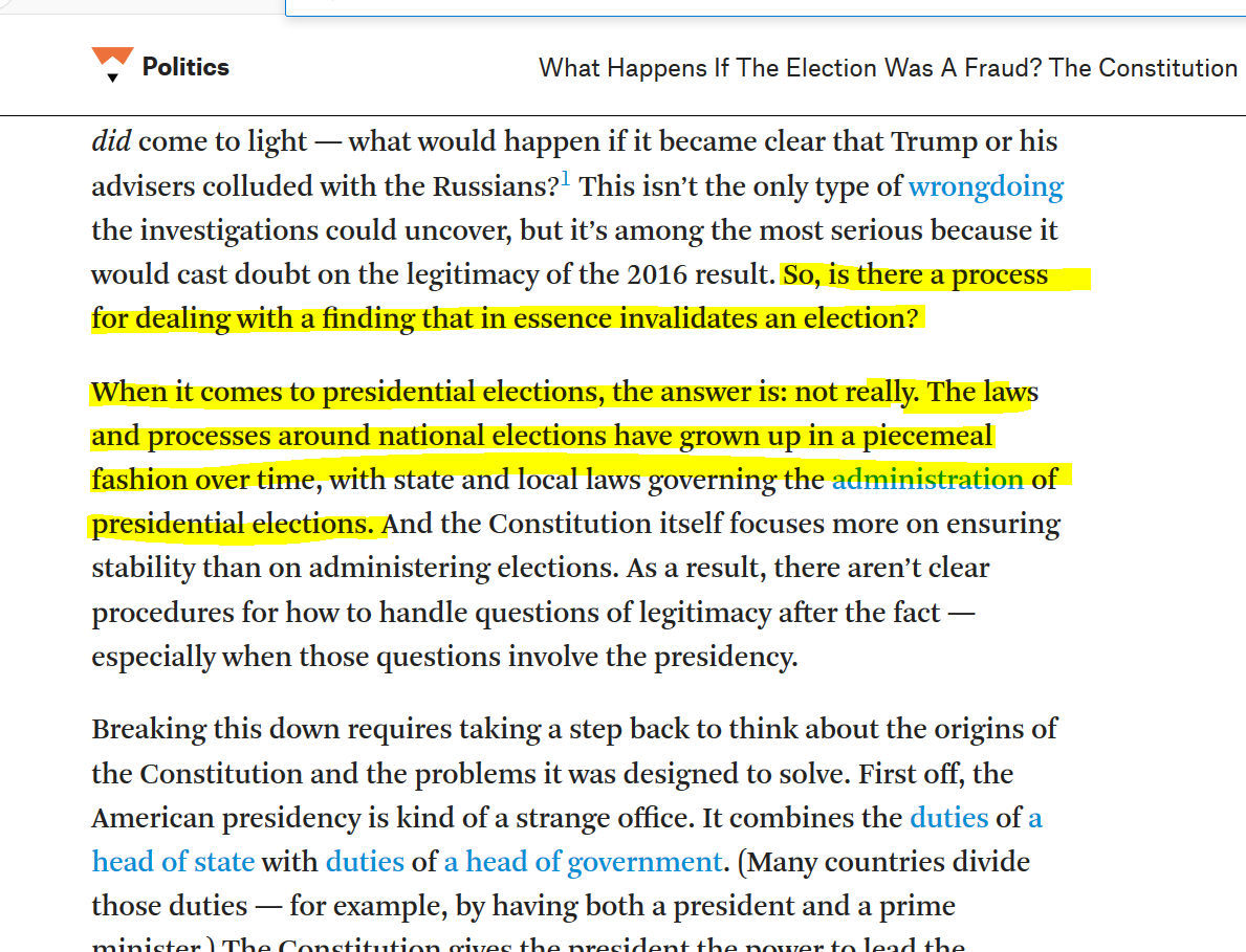 Per that article (and accurately so), the Constitution leaves the administration of votes and adjudicating their outcomes primarily to the state./9