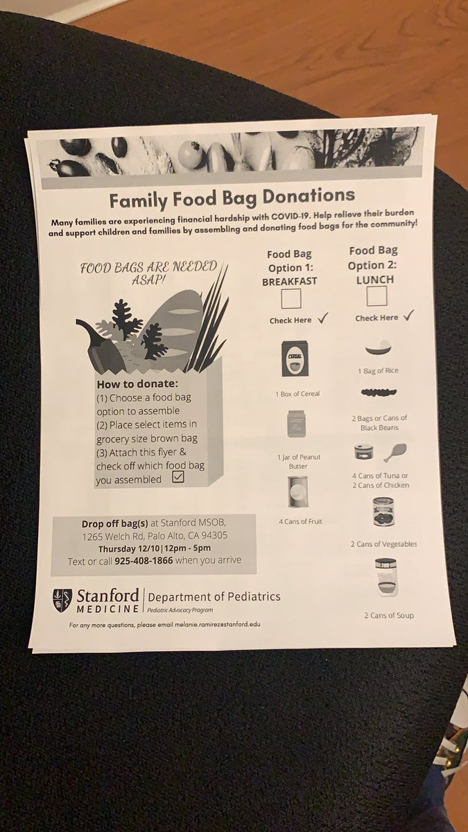 In case you are looking for something to do with your nuclear family this holiday season.@StanfordPedsAdv #holiday #familytime #tikkunolam #FoodInsecurity