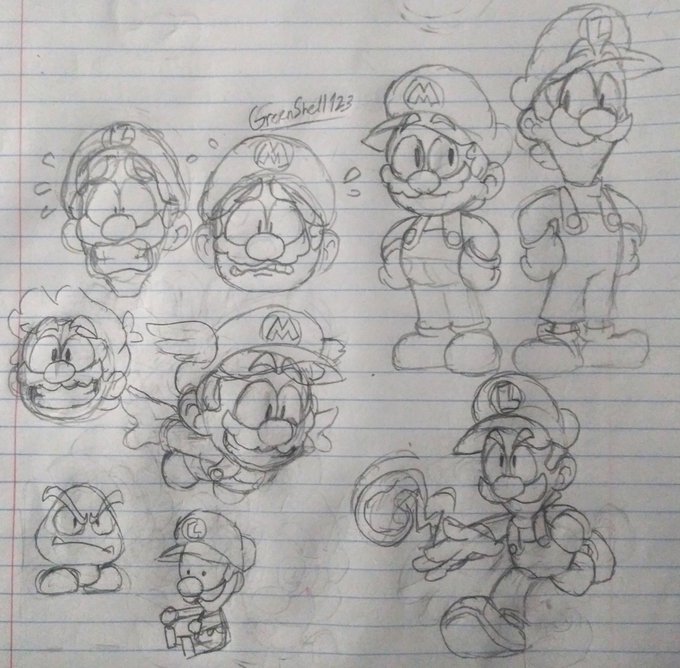 Mario and Luigi sketches I did today 
