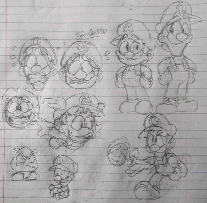 Mario and Luigi sketches I did today 