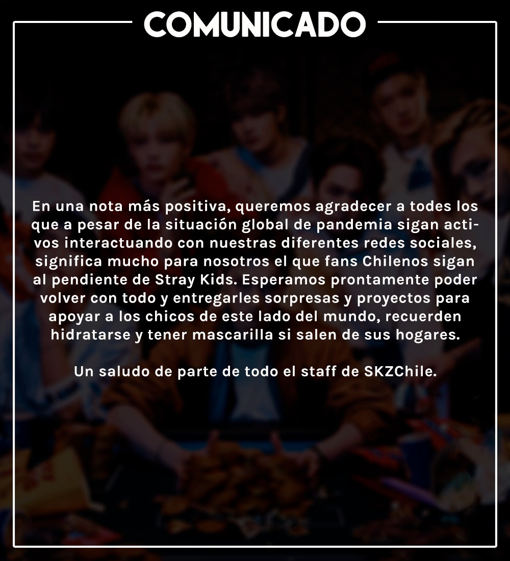SKZChileOficial's tweet photo. Hola! Somos Stray Kids Chile y esta es nuestra nueva cuenta, en las siguientes imágenes les dejaremos un comunicado explicando lo sucedido con la anterior. 
Muchas gracias por seguir con nosotros a pesar de lo ocurrido ❤ https://t.co/hheGDFxMmz