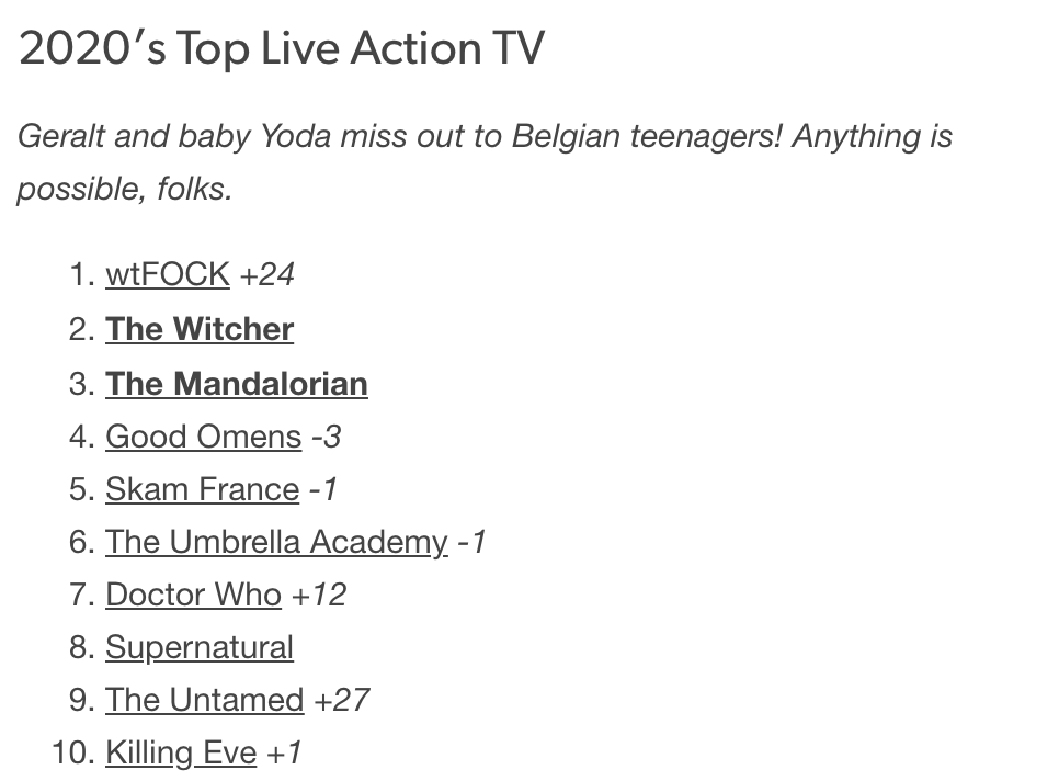 killing eve is the #10 show on tumblr, villaneve in the top 100 ships on tumblr AND jodie + sandra in the top 20 actresses...i know that's right😌