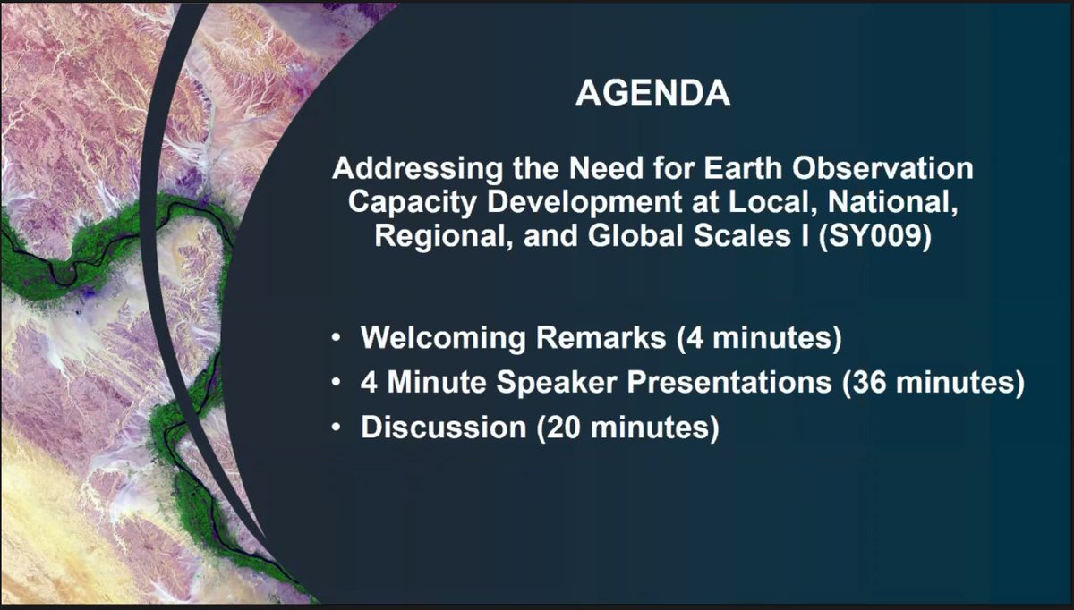 The "Addressing the Need for Earth Observation Capacity Development at Local, National, Regional, and Global Scales"  #AGU20 session begins! Sign-in details:  https://agu.confex.com/agu/fm20/meetingapp.cgi/Session/106827 https://twitter.com/EOBetzy/status/1335757836559790081