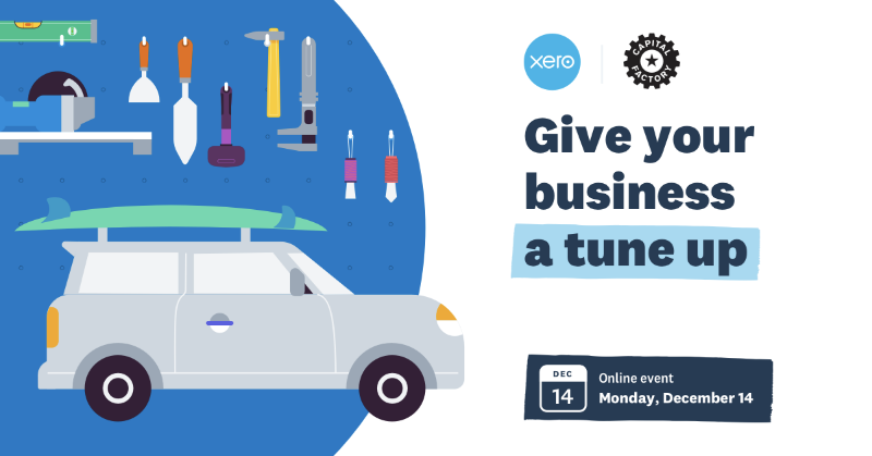 Xero's tweet photo. Whether you’re a 🇺🇸 #Startup revving up, or a #Business in need of a tune-up, do not pass our #SmallBusiness Pit Crew event with @CapitalFactory. 🏎 🔧 

Virtually visit pit crews of financial experts to discuss cash flow, technology, &amp; ‘accounting 101.’

🏁 Join the lineup ↓