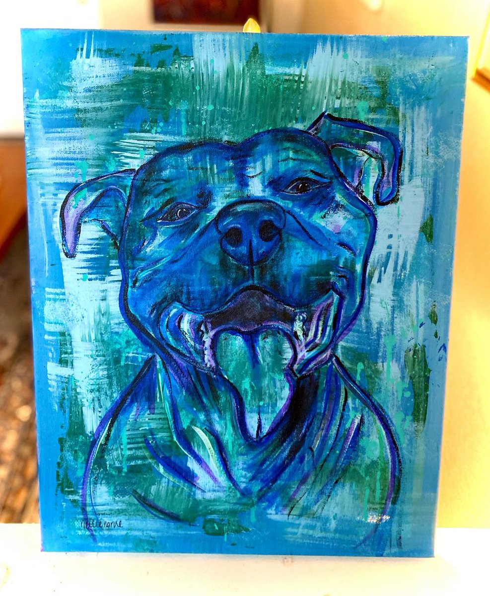 Blue nose 🥰 heading to Brooklyn! #pitbulls #adoptdontshop #rescuedog #shelterdog #pitbullart #dogart #acrylicpainting #acrylic #originalart #vibrantart #colorfulart #abstractart #abstractdog #bluenose #bluepit #bluenosepitbull #tampa #localartist #StPete #dogs #pets