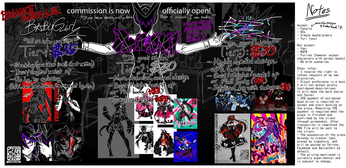 I'm reopening commission again! Please read the commission sheet and notes carefully, and PLEASE provide visual preference beforehand, it will make the work faster and easier than wall of text based description.
I'll reopen 3 remaining slots this week.