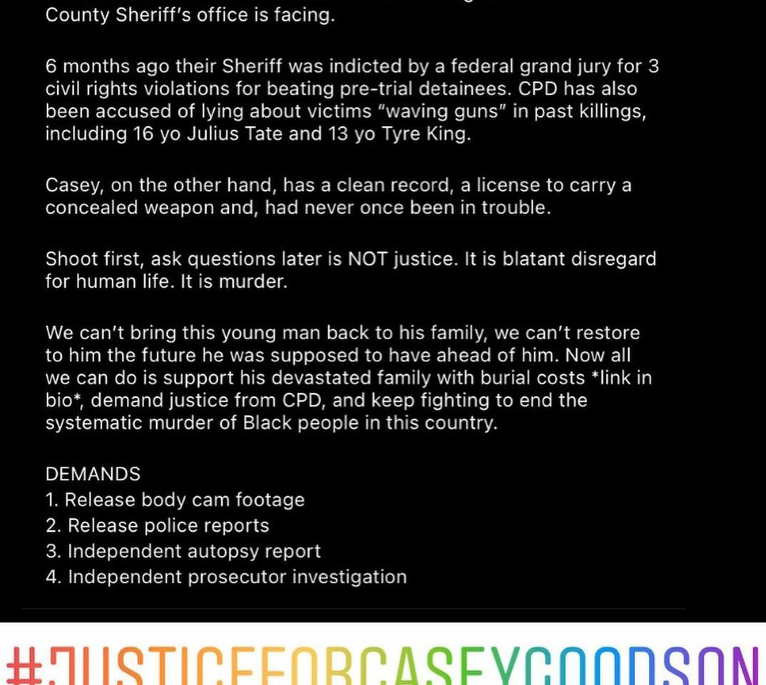 blairuuu's tweet photo. It doesn’t matter whether my audience is targeted towards children or not, EVERYONE should be aware of the police brutality shown to people of color. 

Say his name. 

#JusticeForCaseyGoodson #blacklivesmatter https://t.co/Ko0mAsjy9j