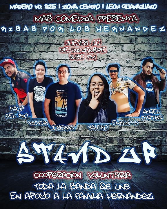 elpacodelrio's tweet photo. SHOW DE #STANDUP 🎤
RISAS POR LOS HERNÁNDEZ
AMIGOS! ÉSTE JUEVES 10 LOS ESPERAMOS EN: MADERO 825, ZONA CENTRO, PARA UN SHOW DE STAND UP CON CAUSA, EN APOYO A LA FAMILIA HERNÁNDEZ, LA COOPERACIÓN ES VOLUNTARIA.
VAMOS A PASAR UN MOMENTO DE DIVERSIÓN Y APOYO 👌🏻
#MasComedia #elpaco https://t.co/DnUE2T9OdS