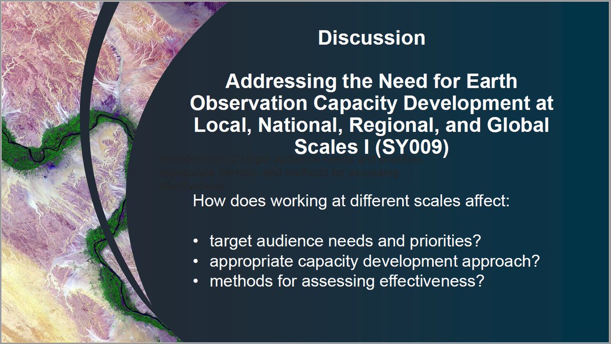 "Addressing the Need for Earth Observation Capacity Development at Local, National, Regional, and Global Scales" @  #AGU20 - now it's time for this session's panel discussion!  https://twitter.com/BZgeo/status/1336121750678097926